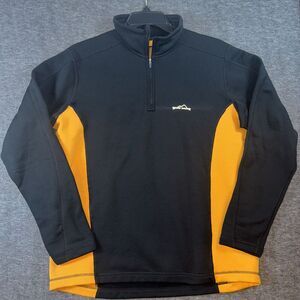 Eddie Bauer Sport Men 1/4 Zip Jacket Pullover Fleece Polartec Black Yellow Sz XL